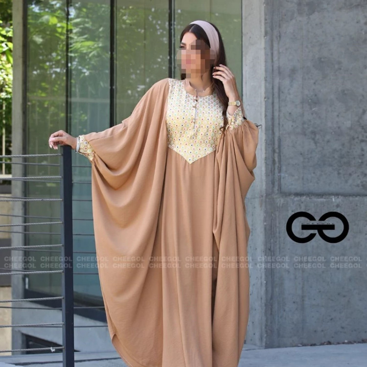 مانتو عبایی مدل شیدا جنس ابروبادی با خرجکار تافته هندی تا سایز 60